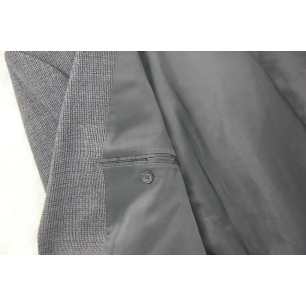 Lauren Ralph Lauren Blazer Mens 44L Plaid Check Lambswool Sport Coat Jacket Gray